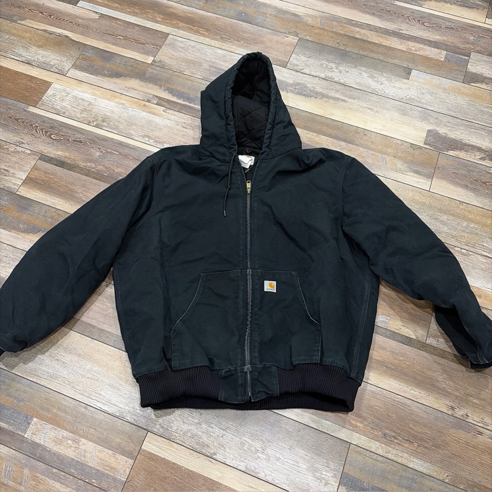 Carhartt J140 BLK Jacket Men 2XL TALL Loose Fit Duck Insul. Flannel Lined Canvas